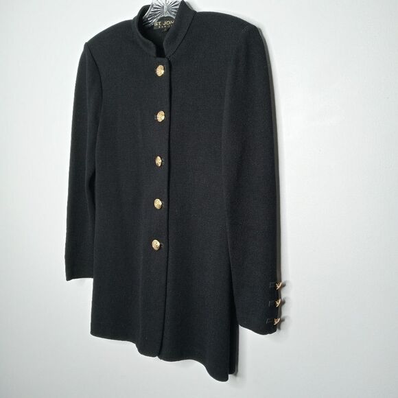 St. John black button front cardigan - Picture 3 of 7